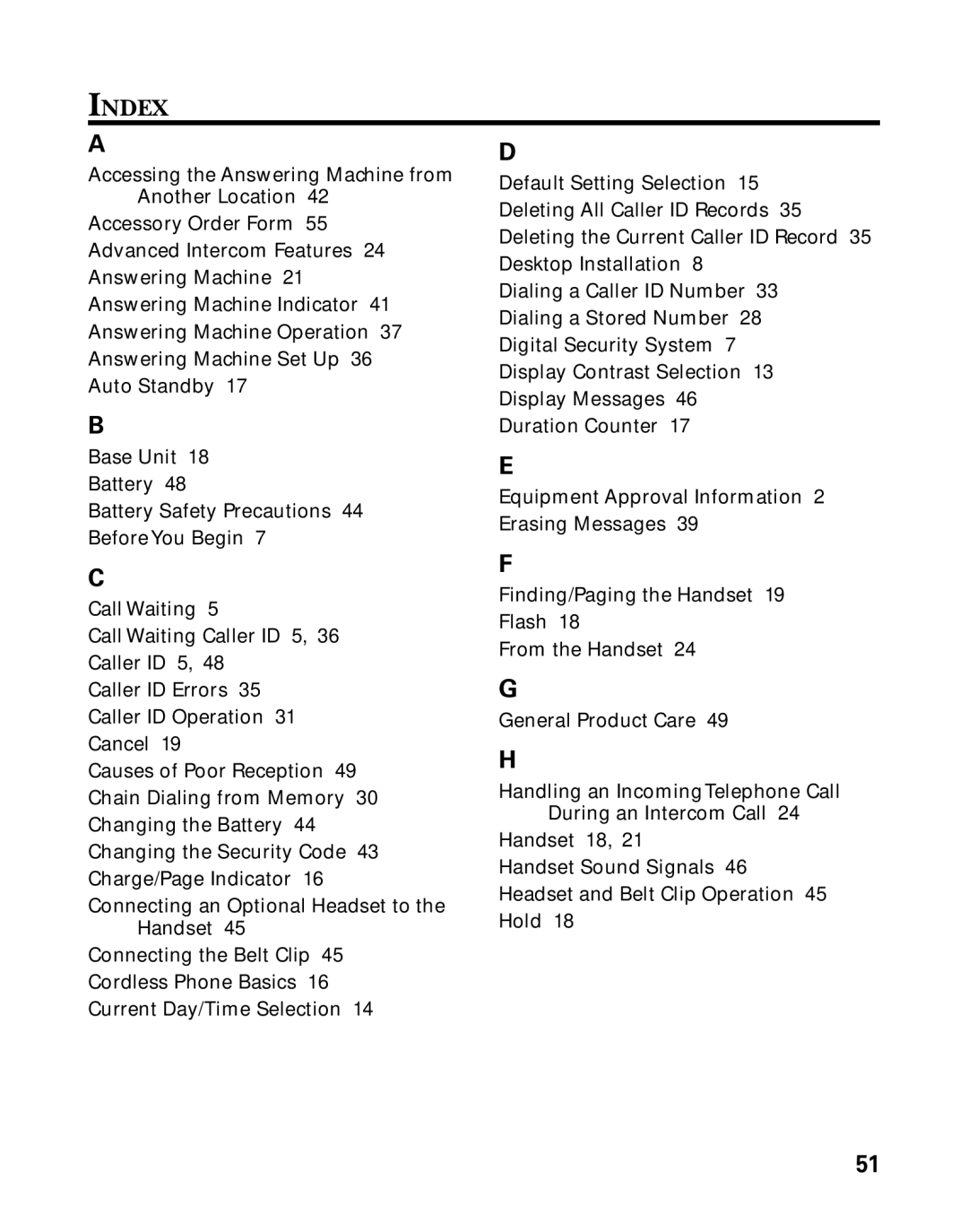 GE 27939 manual Index 