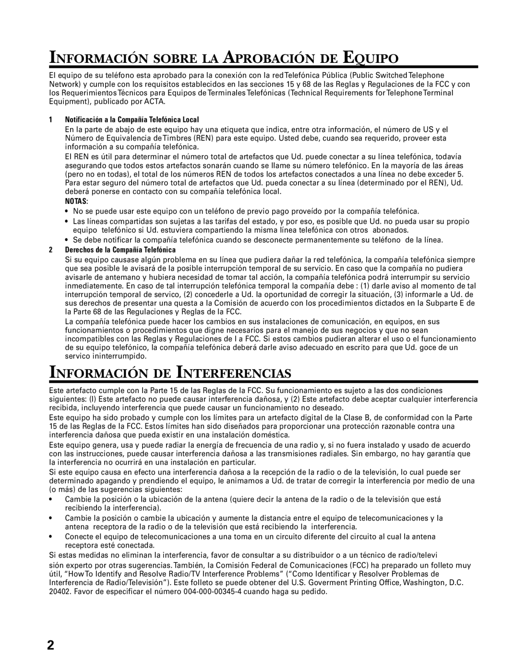 GE 27939 manual Información Sobre LA Aprobación DE Equipo, Información DE Interferencias 