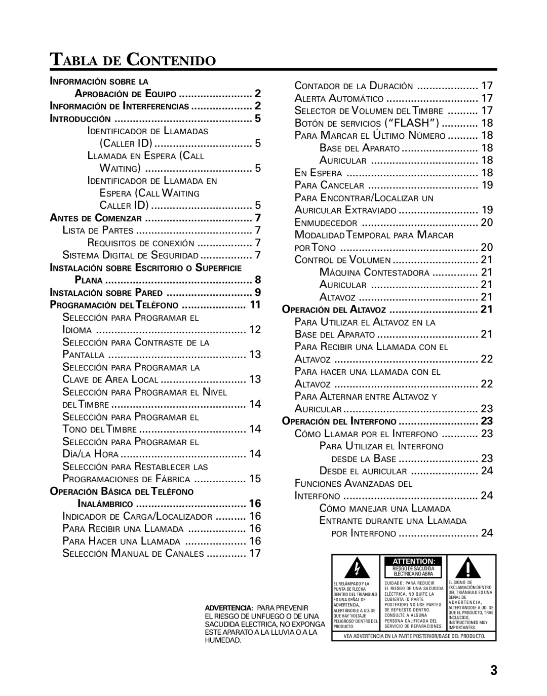 GE 27939 manual Tabla DE Contenido, Introducción 