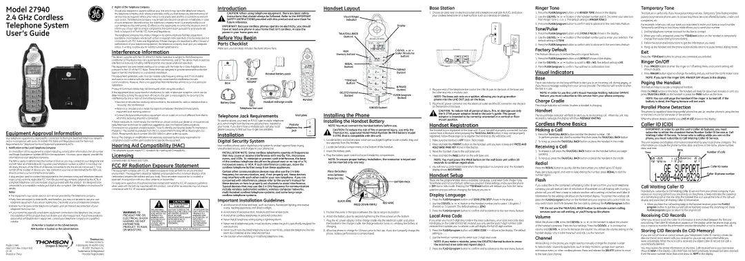 GE 00021157 installation instructions Equipment Approval Information, Interference Information, Licensing, Introduction 