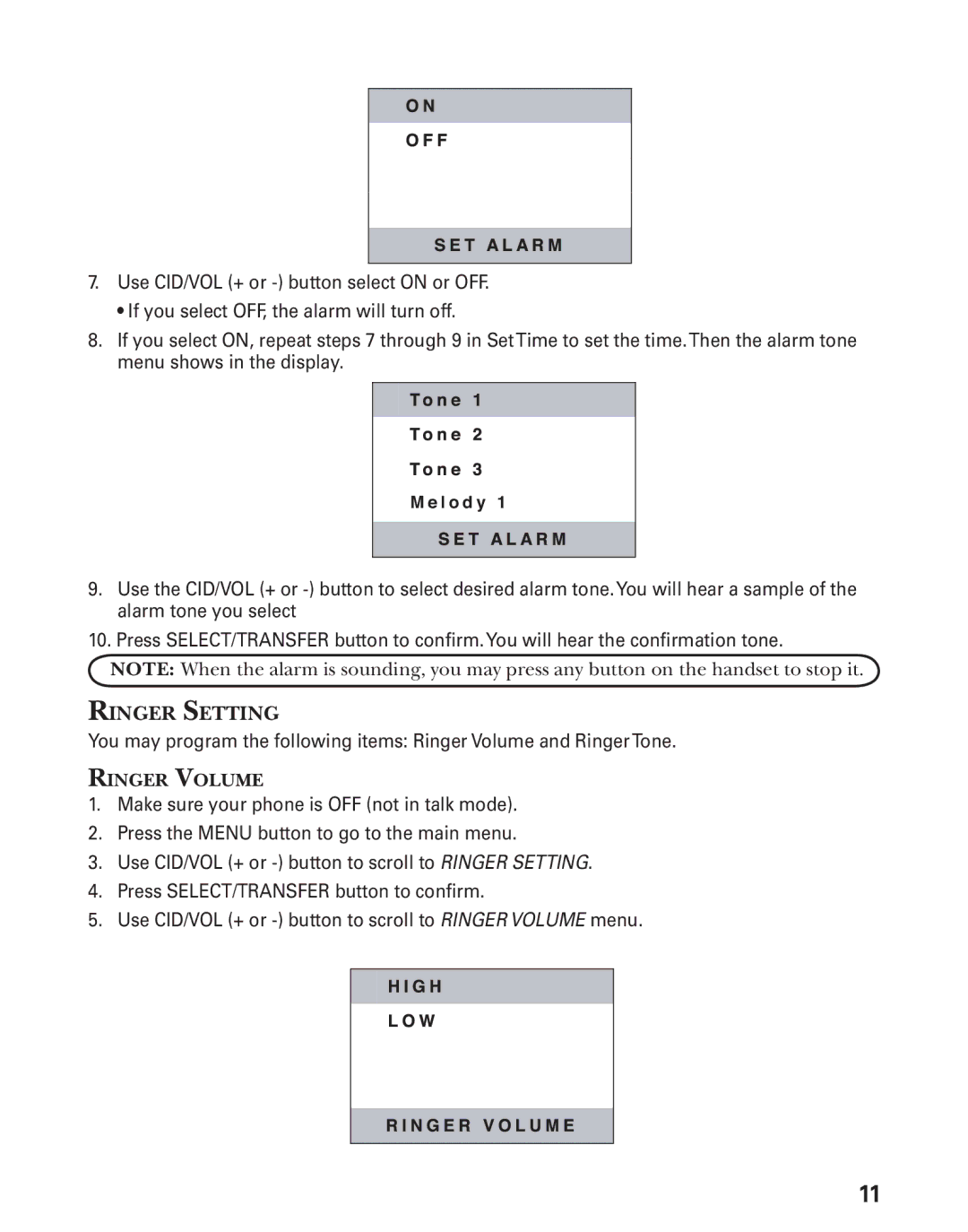 GE 27944 manual Ringer Setting 