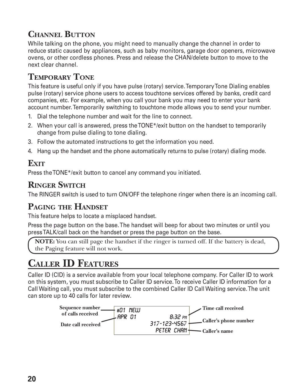 GE 27944 manual Caller ID Features 