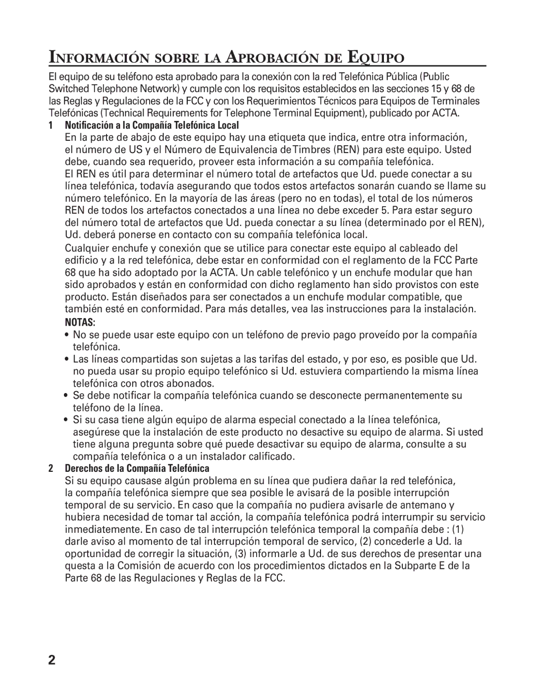 GE 27944 manual Información Sobre LA Aprobación DE Equipo, Notas 