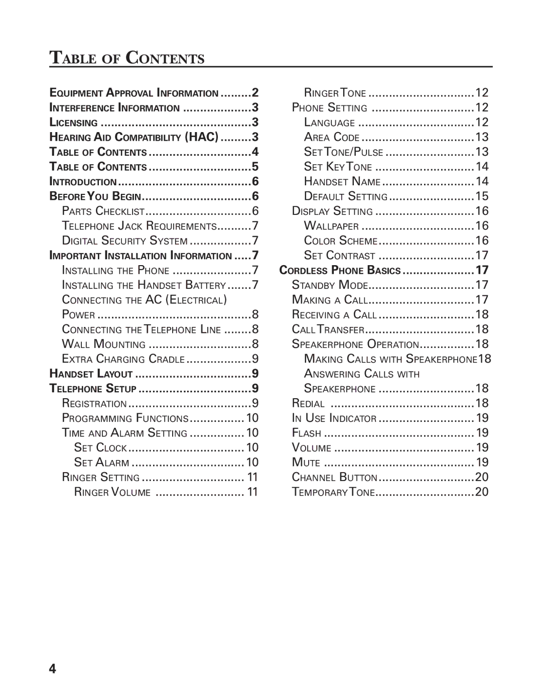 GE 27944 manual Table of Contents 