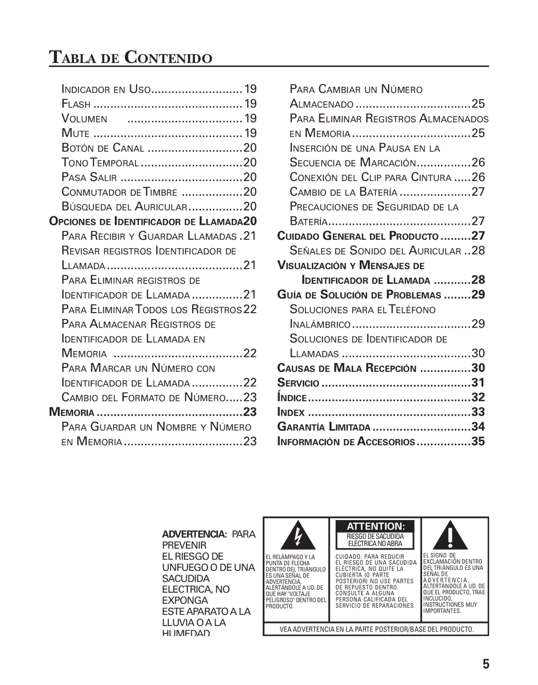 GE 27944 manual Memoria 