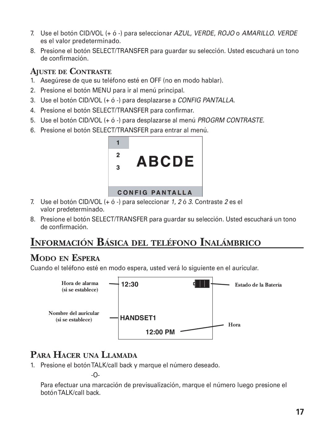 GE 27944 manual Información Básica DEL Teléfono Inalámbrico, Modo EN Espera, Para Hacer UNA Llamada 