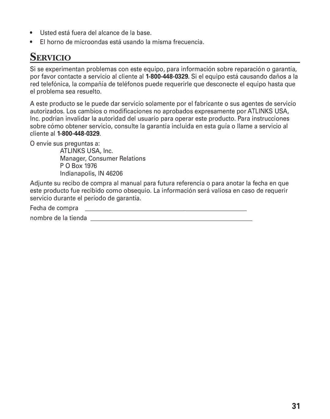 GE 27944 manual Servicio 