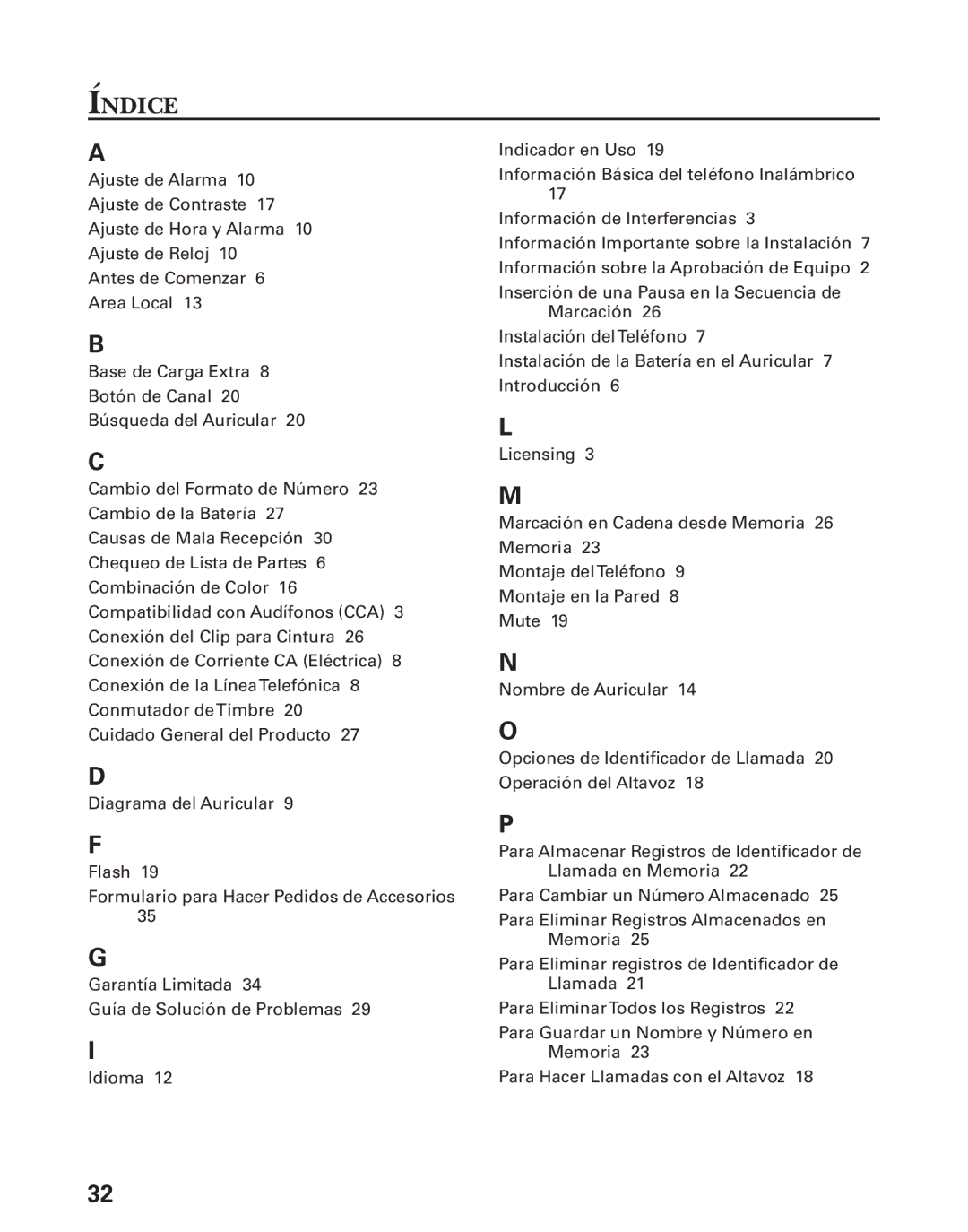 GE 27944 manual Índice 