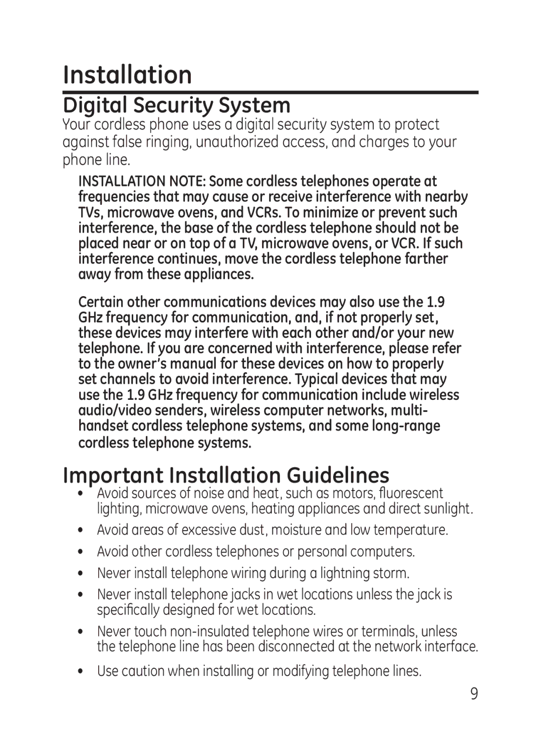 GE 27950, 27951 manual Digital Security System, Important Installation Guidelines 