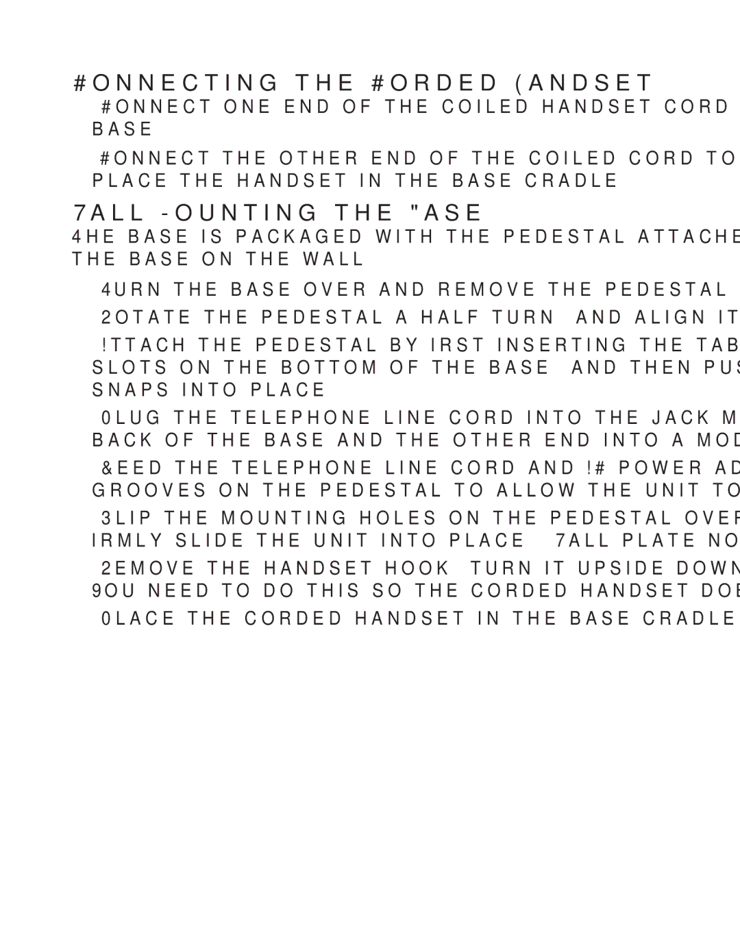 GE 27957 manual Connecting the Corded Handset, Wall Mounting the Base 