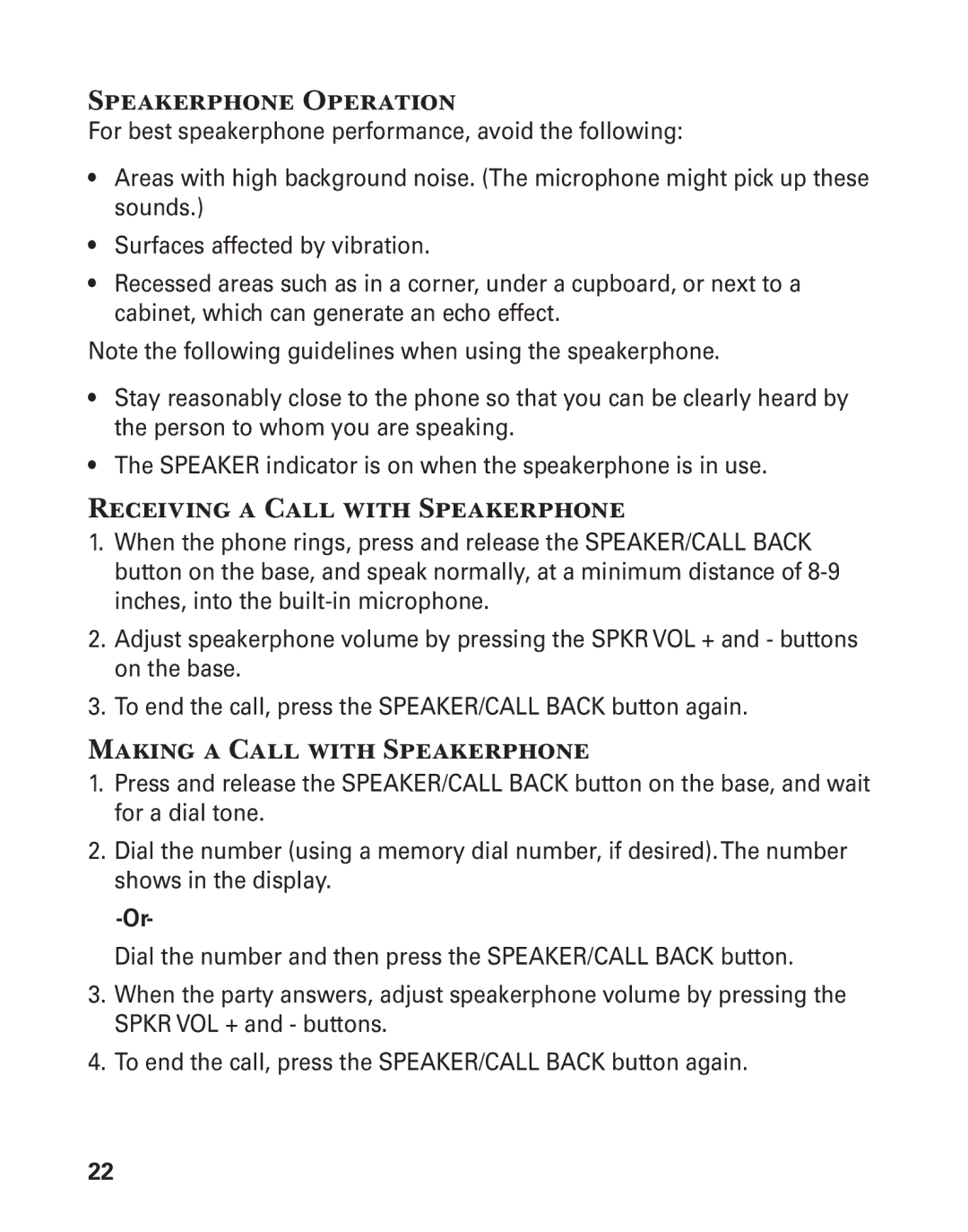 GE 27957 manual Speakerphone Operation, Receiving a Call with Speakerphone, Making a Call with Speakerphone 