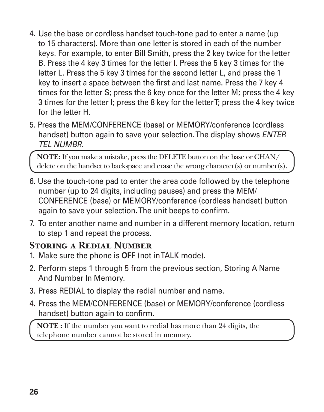 GE 27957 manual Storing a Redial Number 