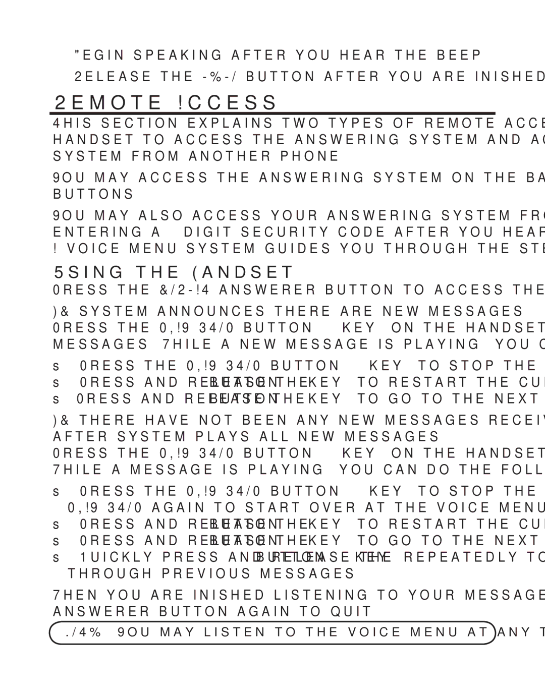 GE 27957 manual Remote Access, Using the Handset 