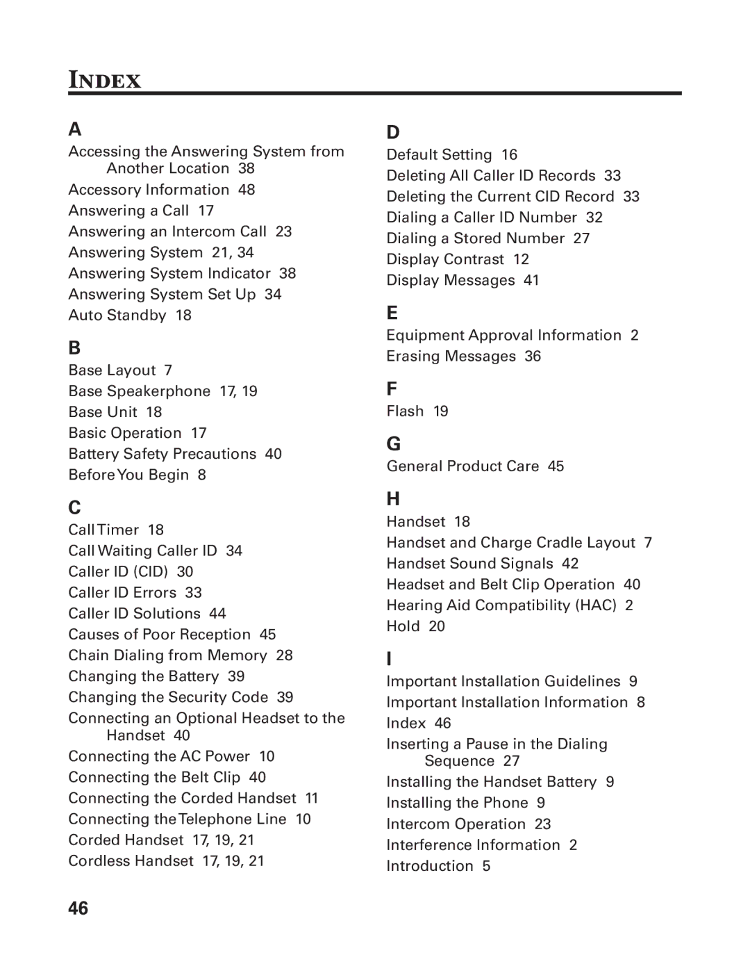 GE 27957 manual Index 