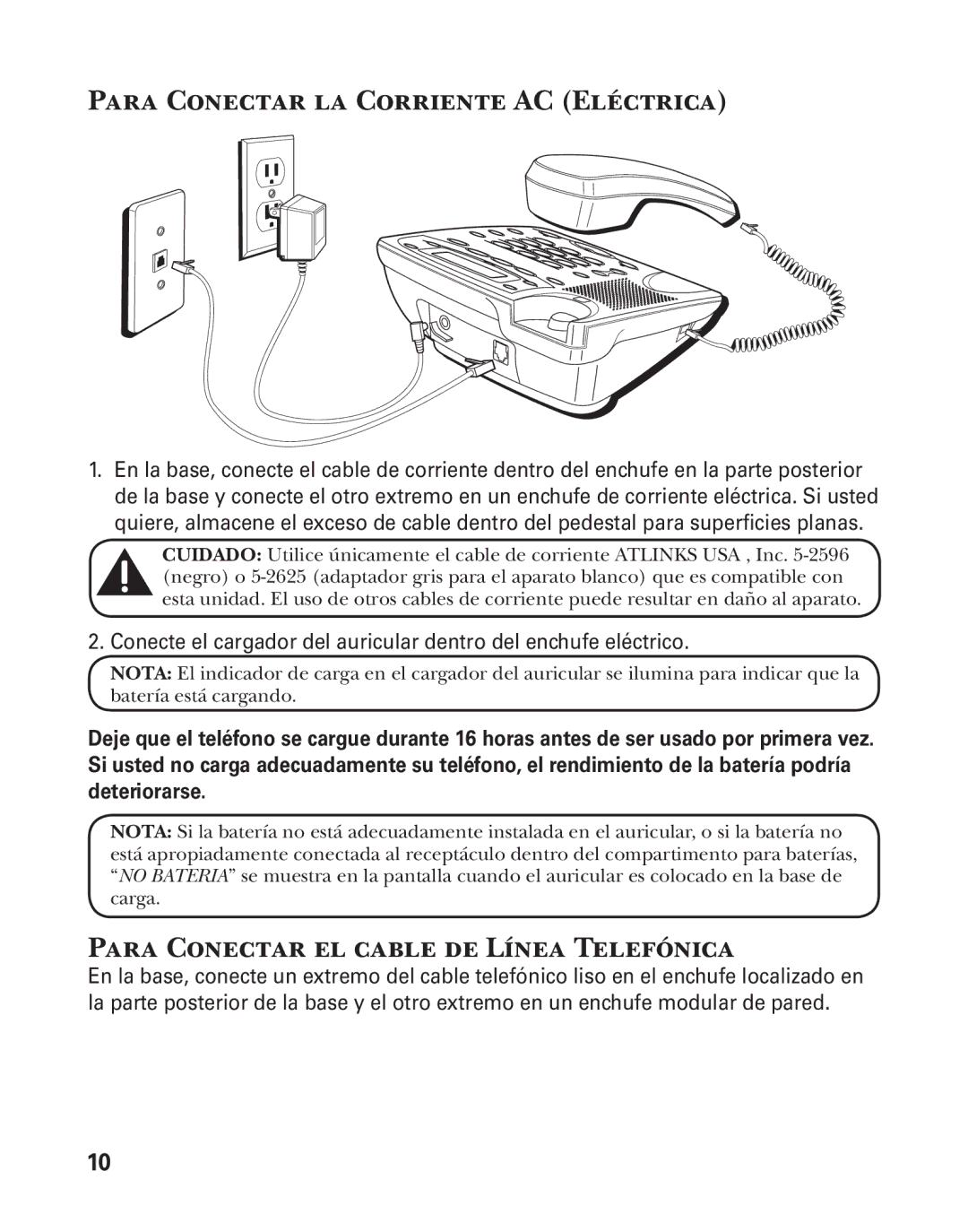 GE 27957 manual Para Conectar la Corriente AC Eléctrica, Para Conectar el cable de Línea Telefónica 