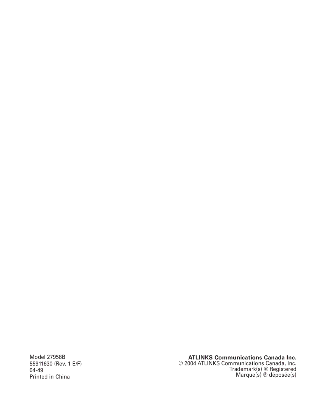 GE 27958 manual Atlinks Communications Canada Inc 