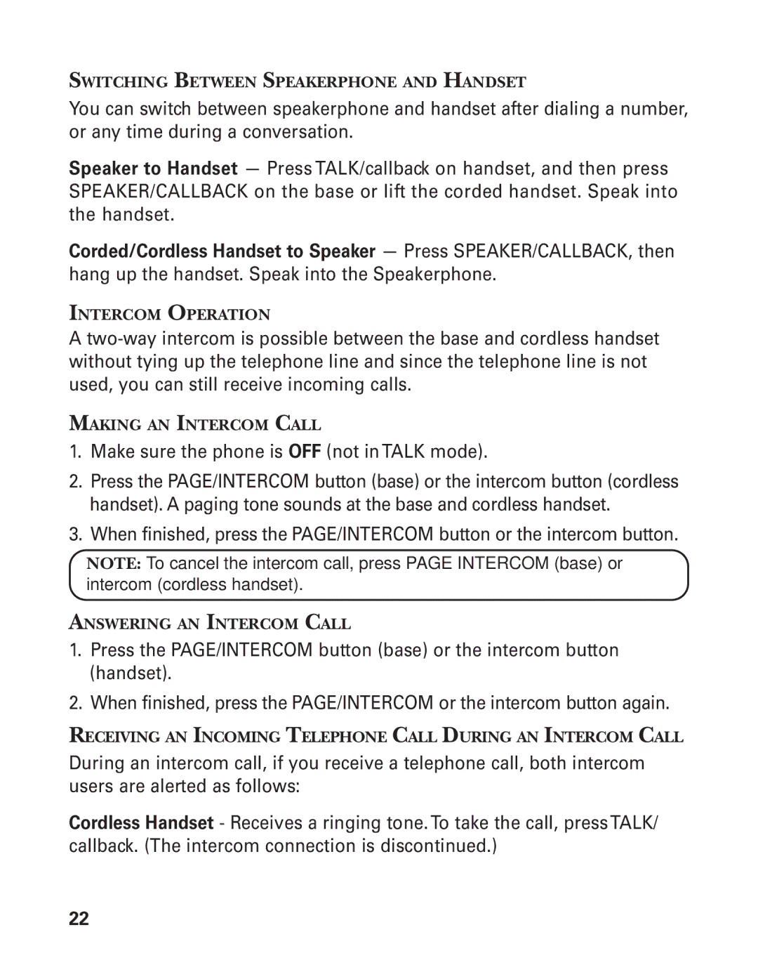 GE 27958B, 55911620 manual Switching Between Speakerphone and Handset, Intercom Operation, Making AN Intercom Call 
