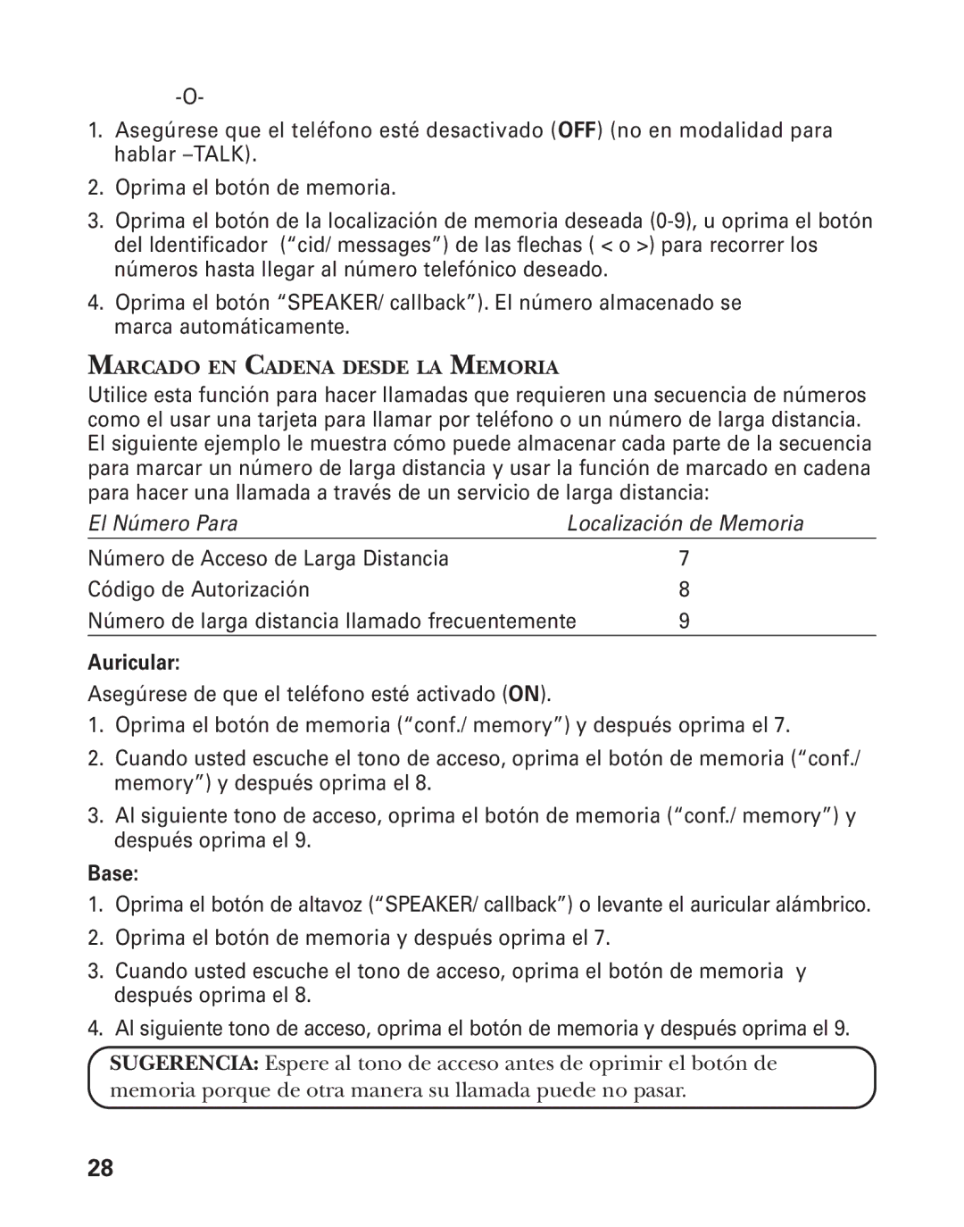 GE 27959 manual Marcado EN Cadena Desde LA Memoria 