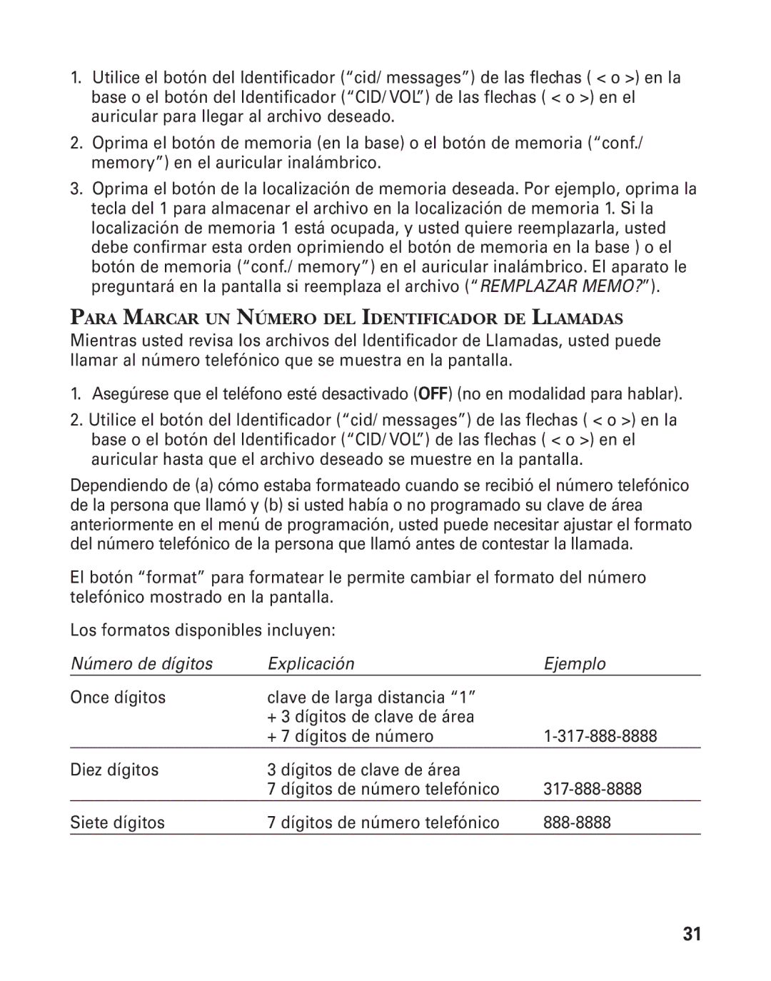 GE 27959 manual Para Marcar UN Número DEL Identificador DE Llamadas 