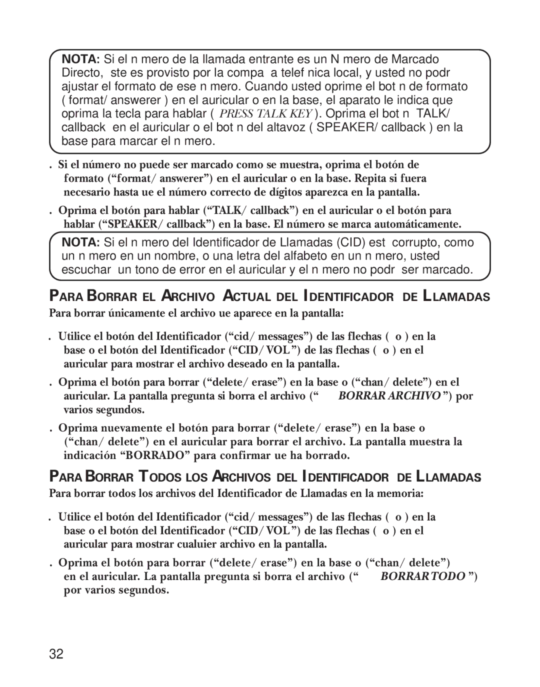 GE 27959 manual Para Borrar EL Archivo Actual DEL Identificador DE Llamadas 