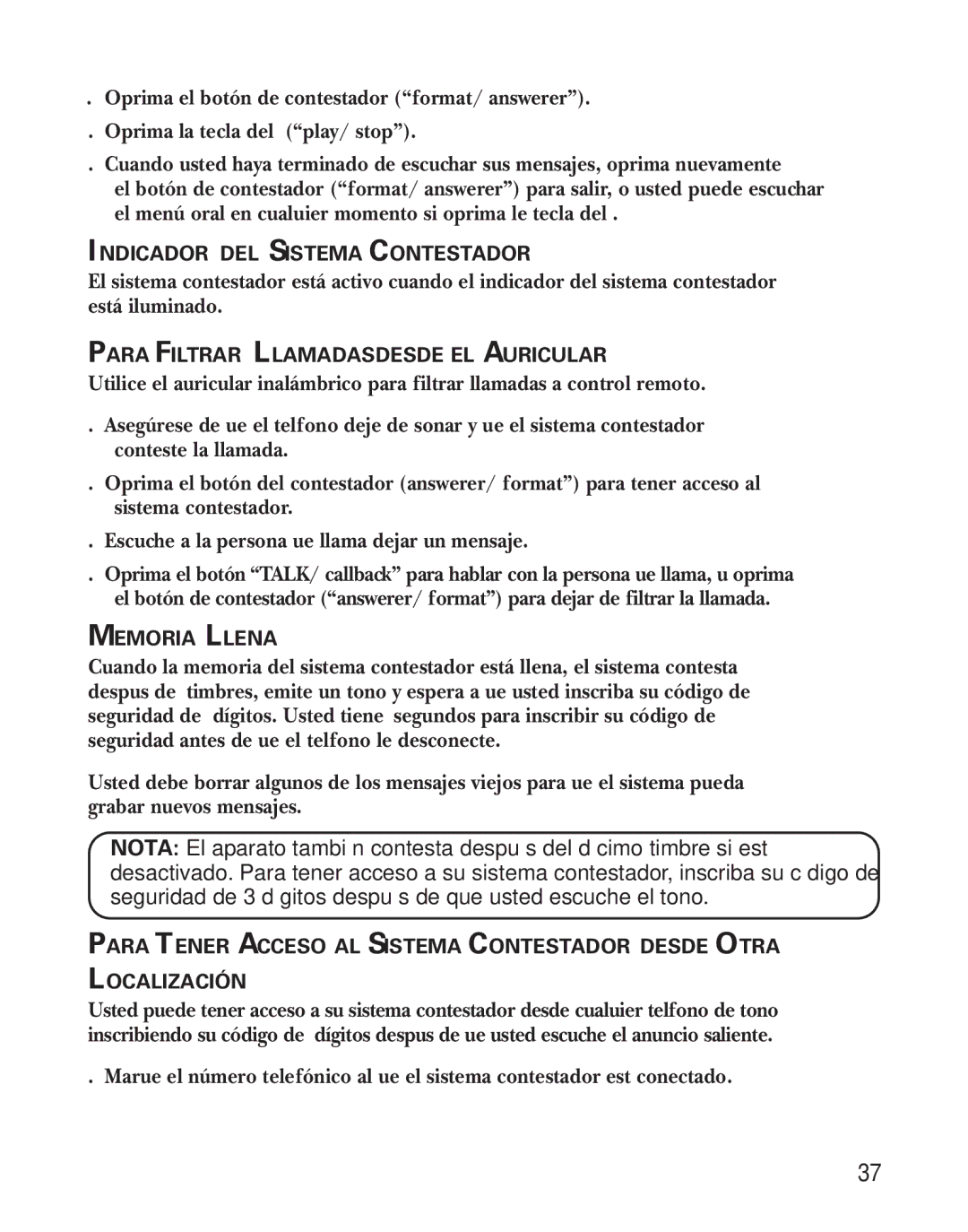 GE 27959 manual Indicador DEL Sistema Contestador, Para Filtrar Llamadas Desde EL Auricular 