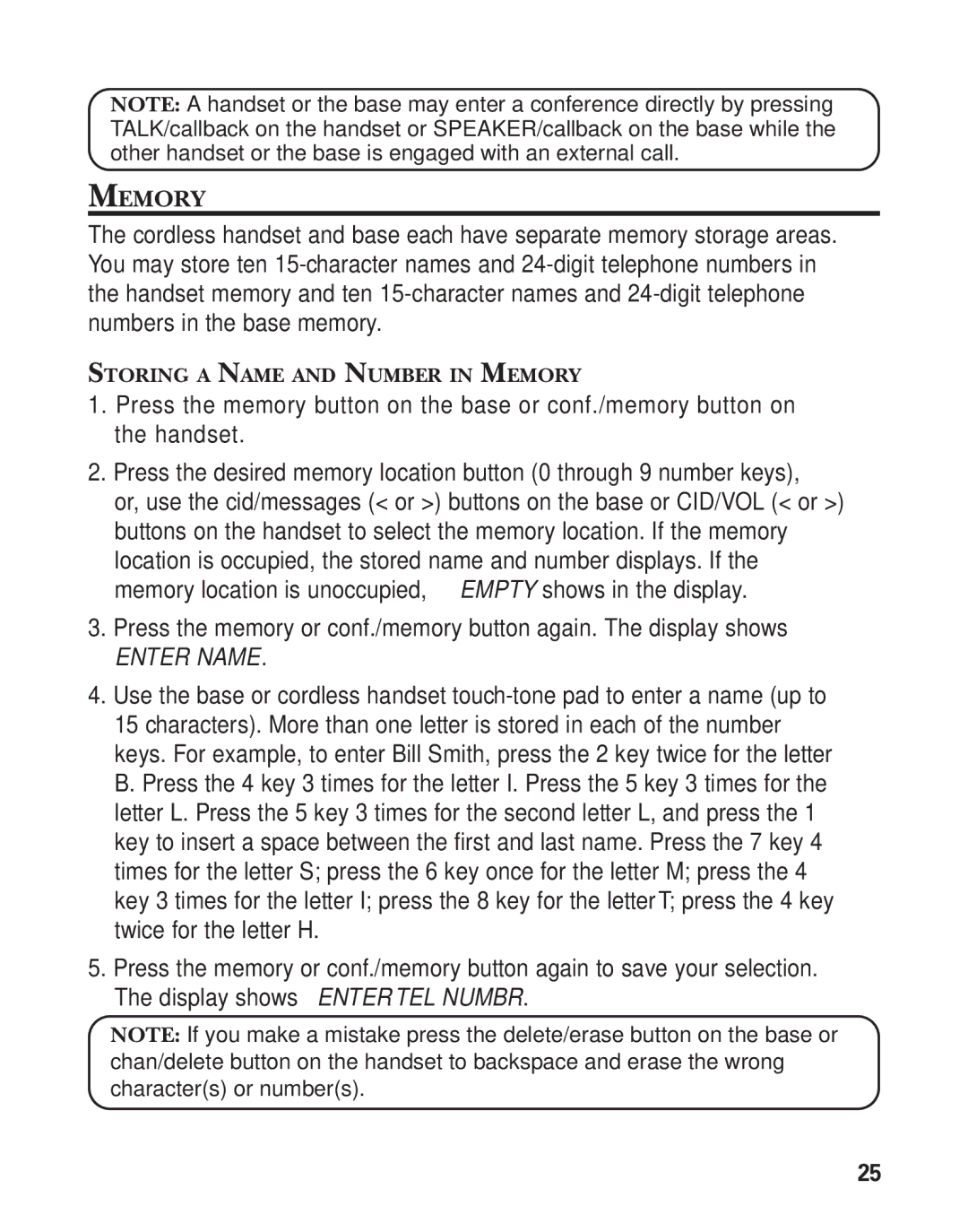 GE 27959 manual Storing a Name and Number in Memory 