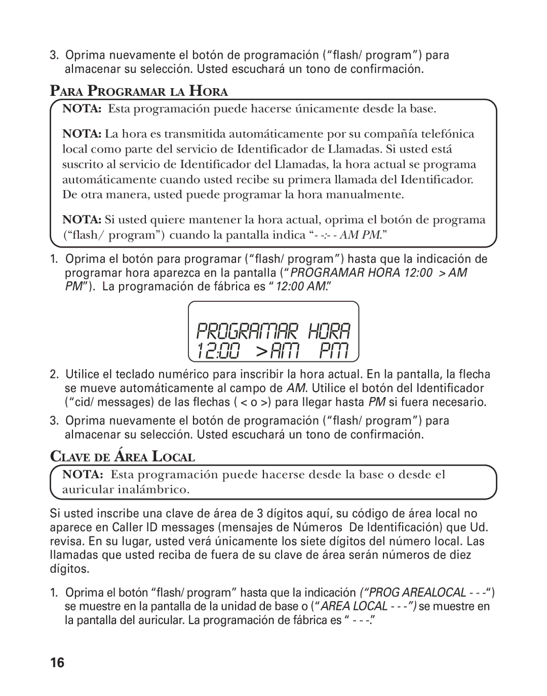 GE 27959 manual Para Programar LA Hora, Clave DE Área Local 