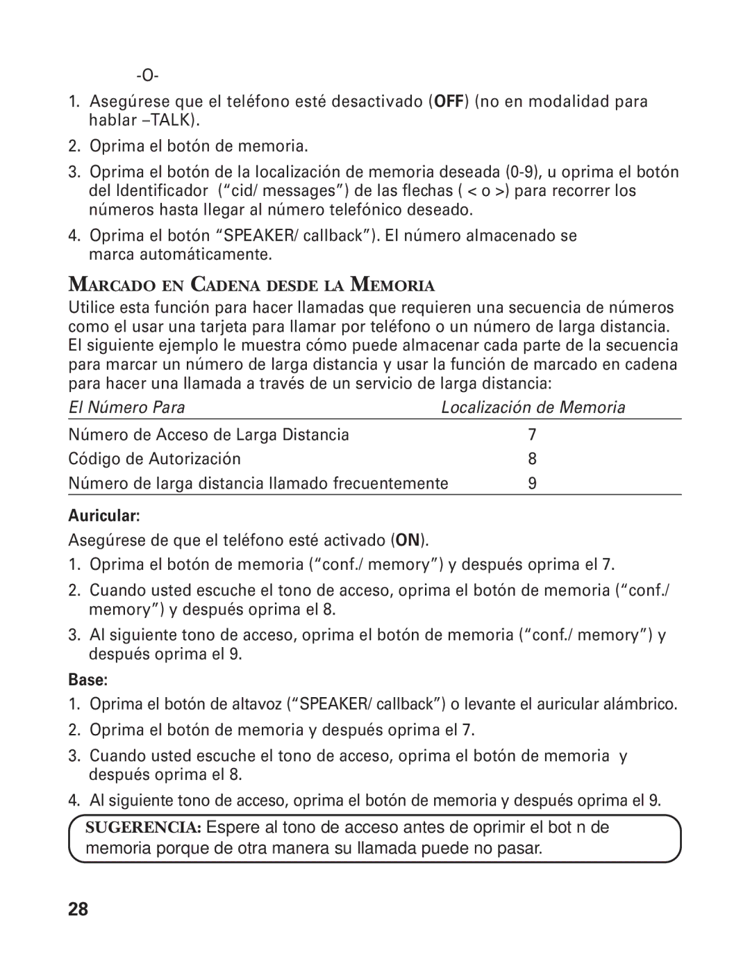 GE 27959 manual Marcado EN Cadena Desde LA Memoria 