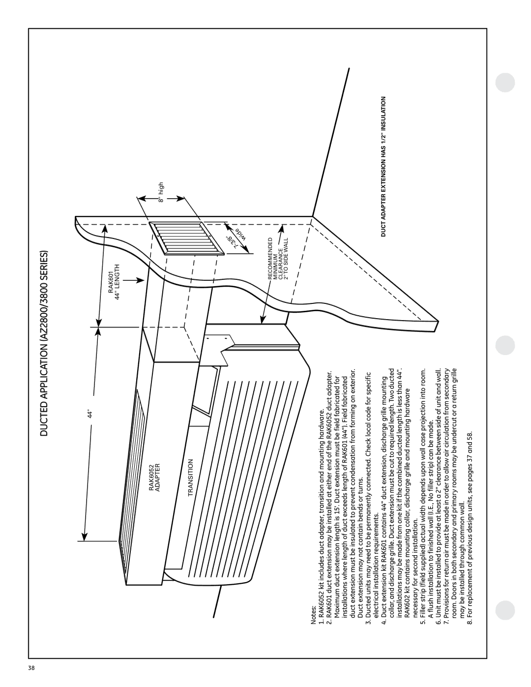 GE manual Ducted Application AZ2800/3800 Series, RAK6052, RAK601, High Wide 