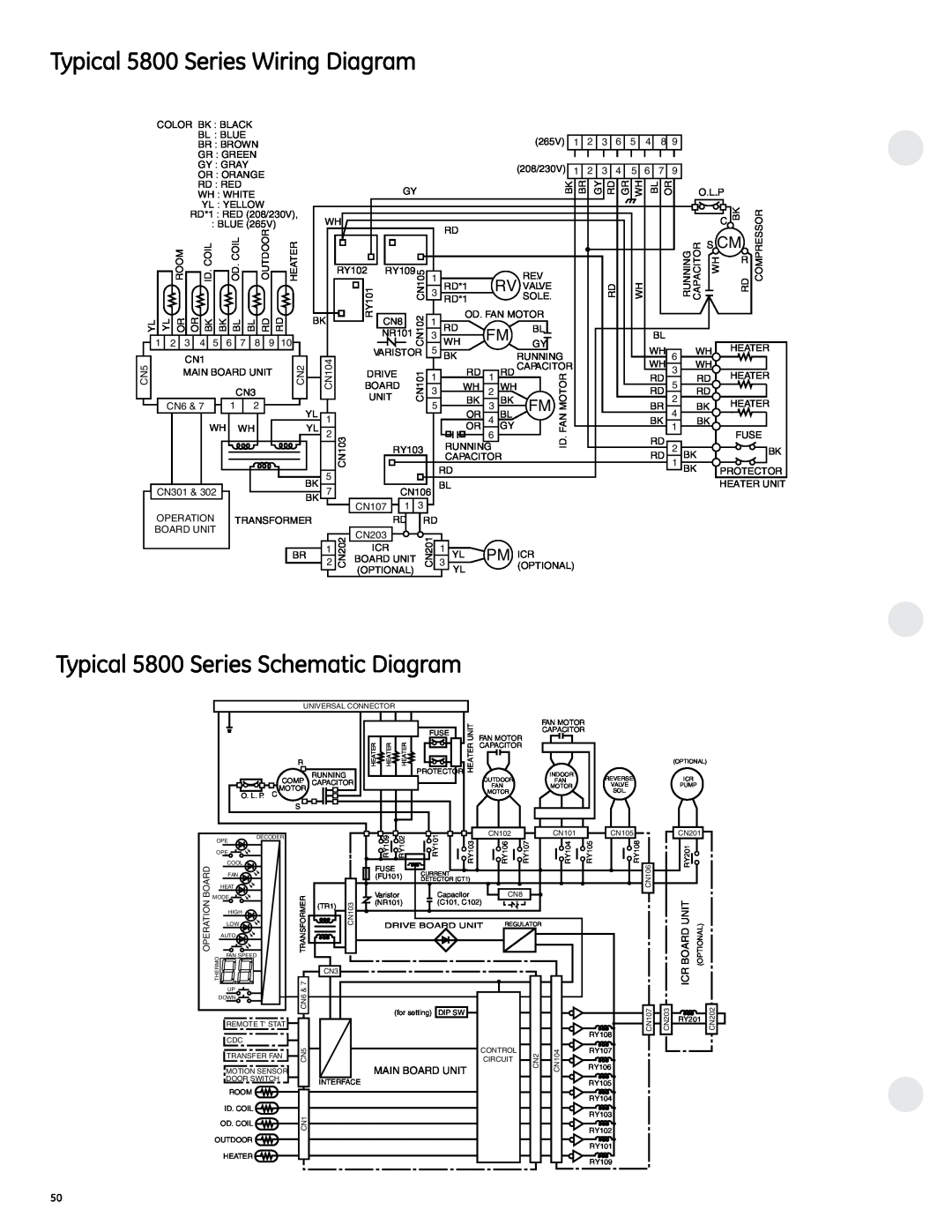 GE 2800 manual Typical 5800 Series Schematic Diagram, Typical 5800 Series Wiring Diagram, Pm Icr 