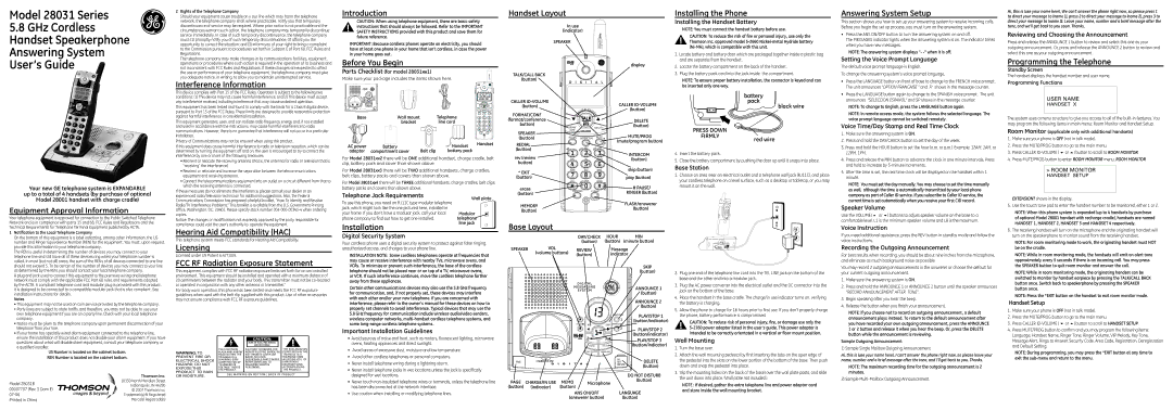 GE 28031B owner manual Interference Information, Hearing Aid Compatibility HAC, Introduction, Before You Begin, Licensing 