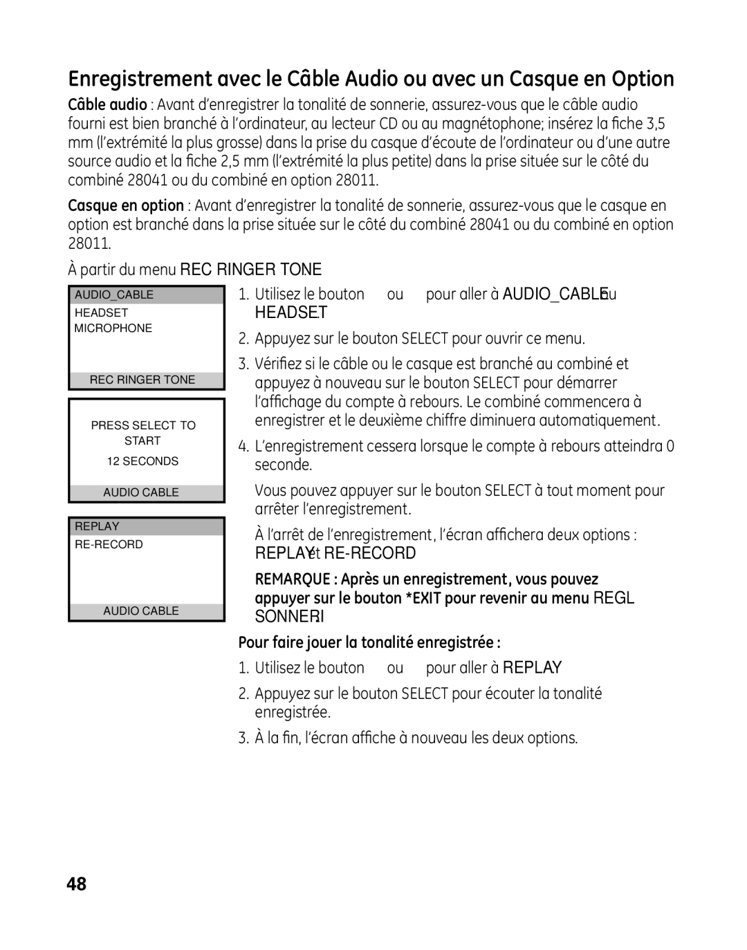 GE 28041 manual Headset 