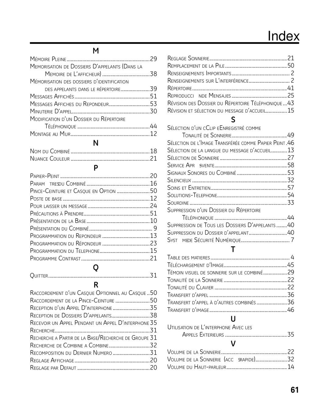 GE 28041 manual Index 