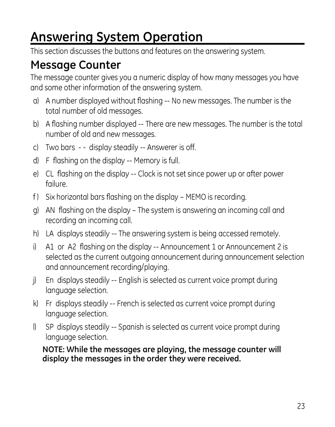 GE 28041 manual Answering System Operation, Message Counter 