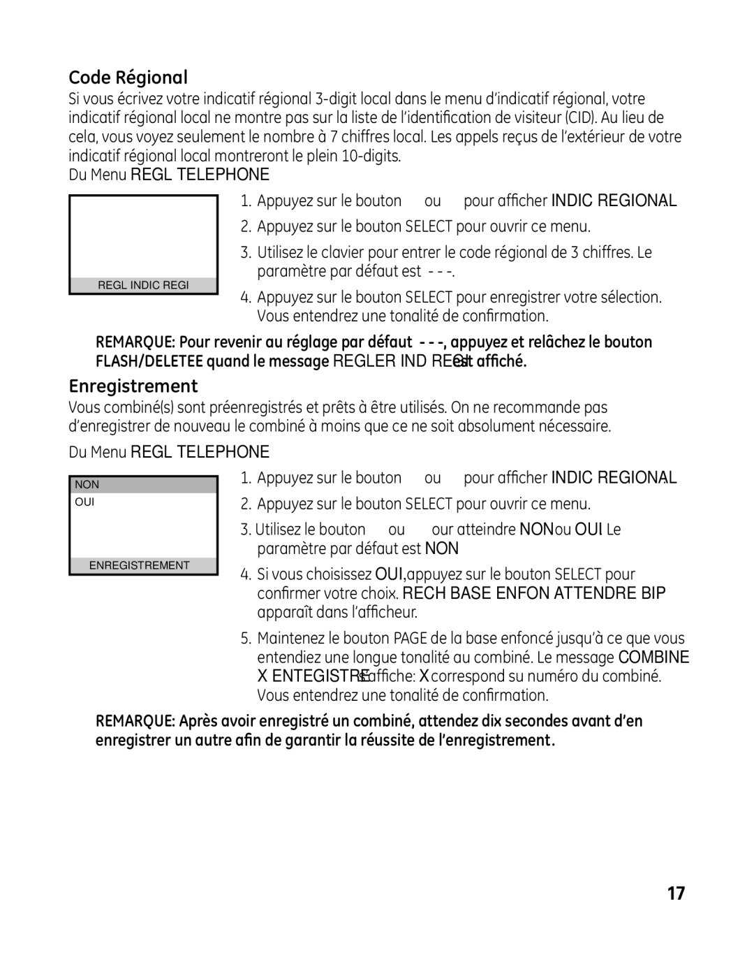 GE 28041 manual Code Régional, Enregistrement 