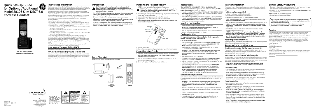 GE 28106 setup guide Interference Information, Hearing Aid Compatibility HAC, FCC RF Radiation Exposure Statement, Service 