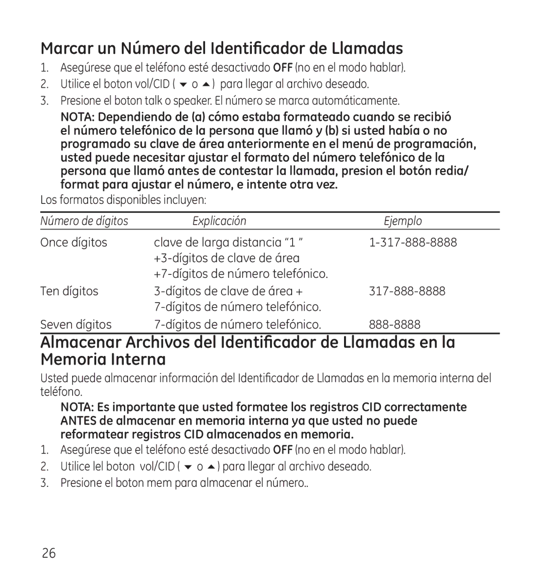 GE 28115 Series manual Marcar un Número del Identificador de Llamadas 