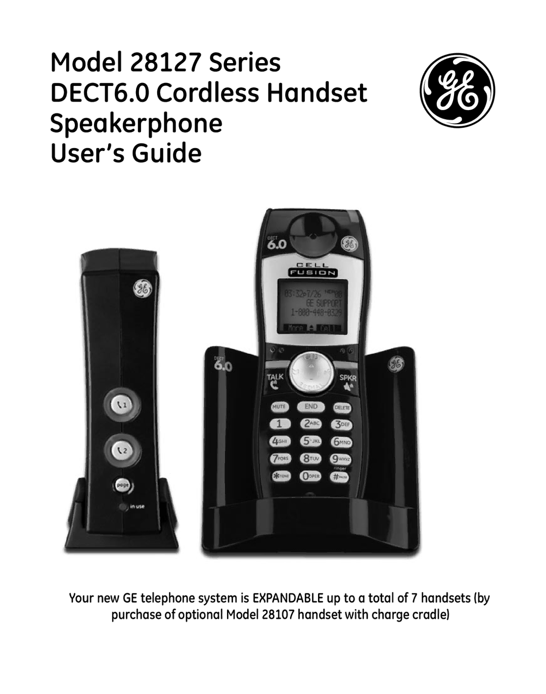 GE 28127 Series manual Purchase of optional Model 28107 handset with charge cradle 