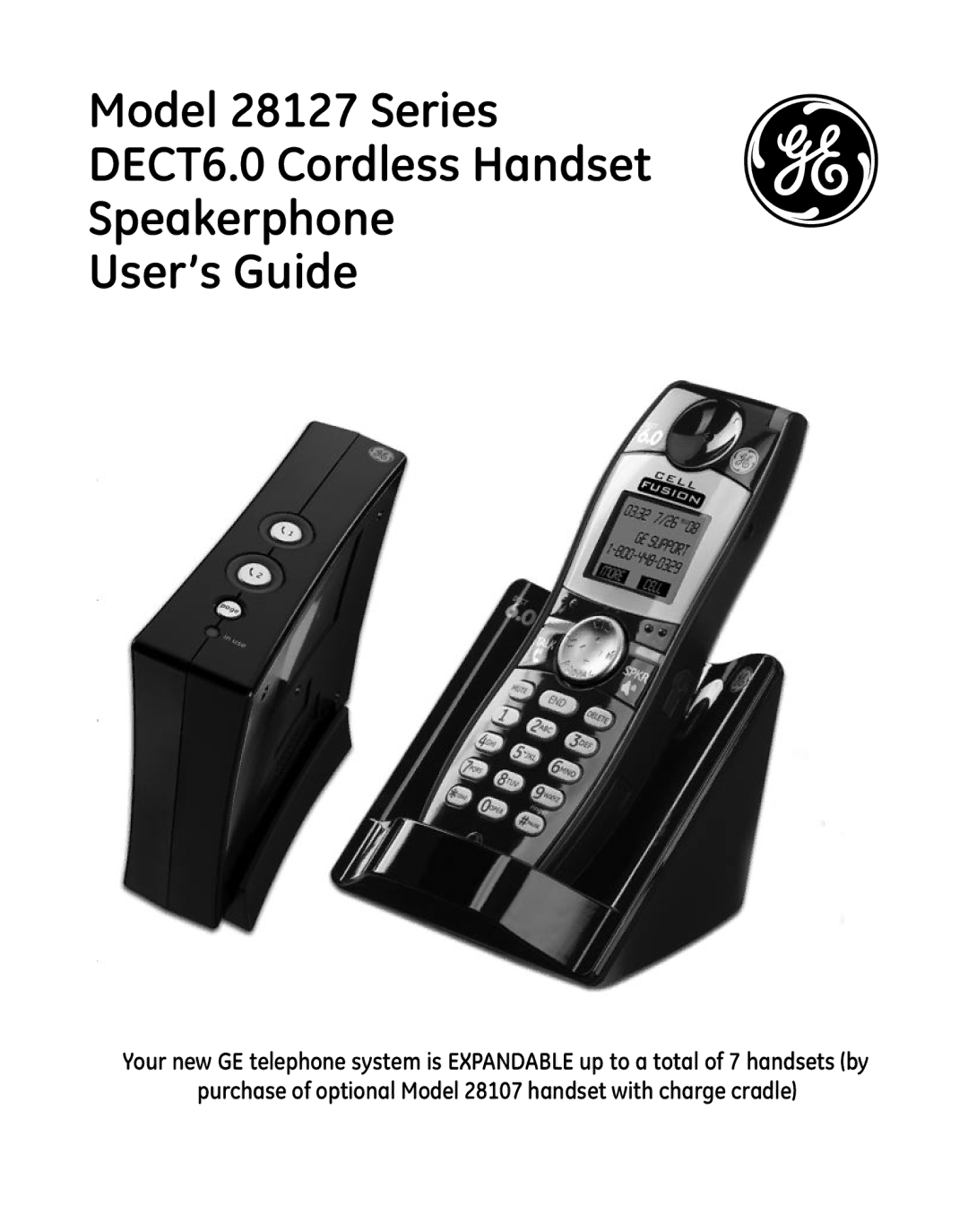 GE 28127 manual Purchase of optional Model 28107 handset with charge cradle 