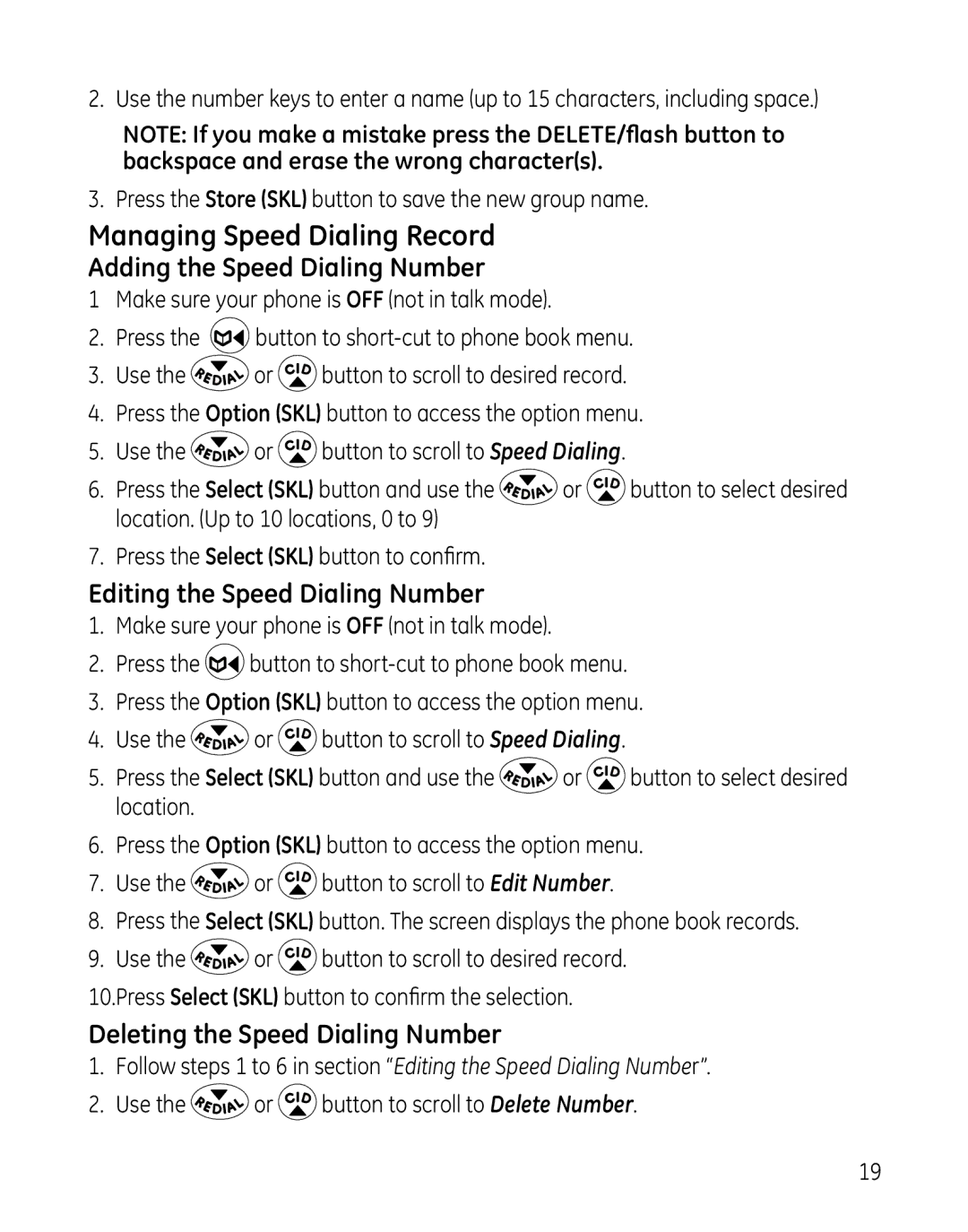 GE 28127 manual Managing Speed Dialing Record, Adding the Speed Dialing Number 