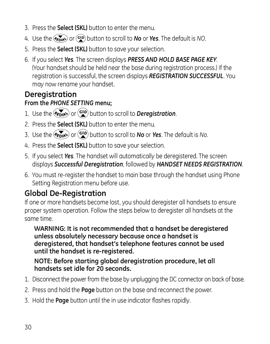 GE 28127 manual Deregistration, Global De-Registration 