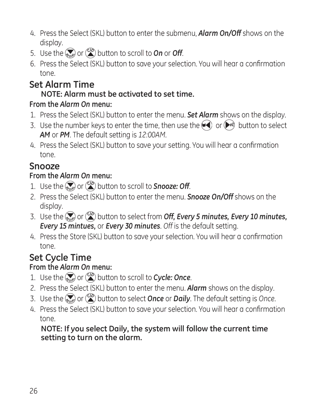 GE 28128 manual Set Alarm Time 