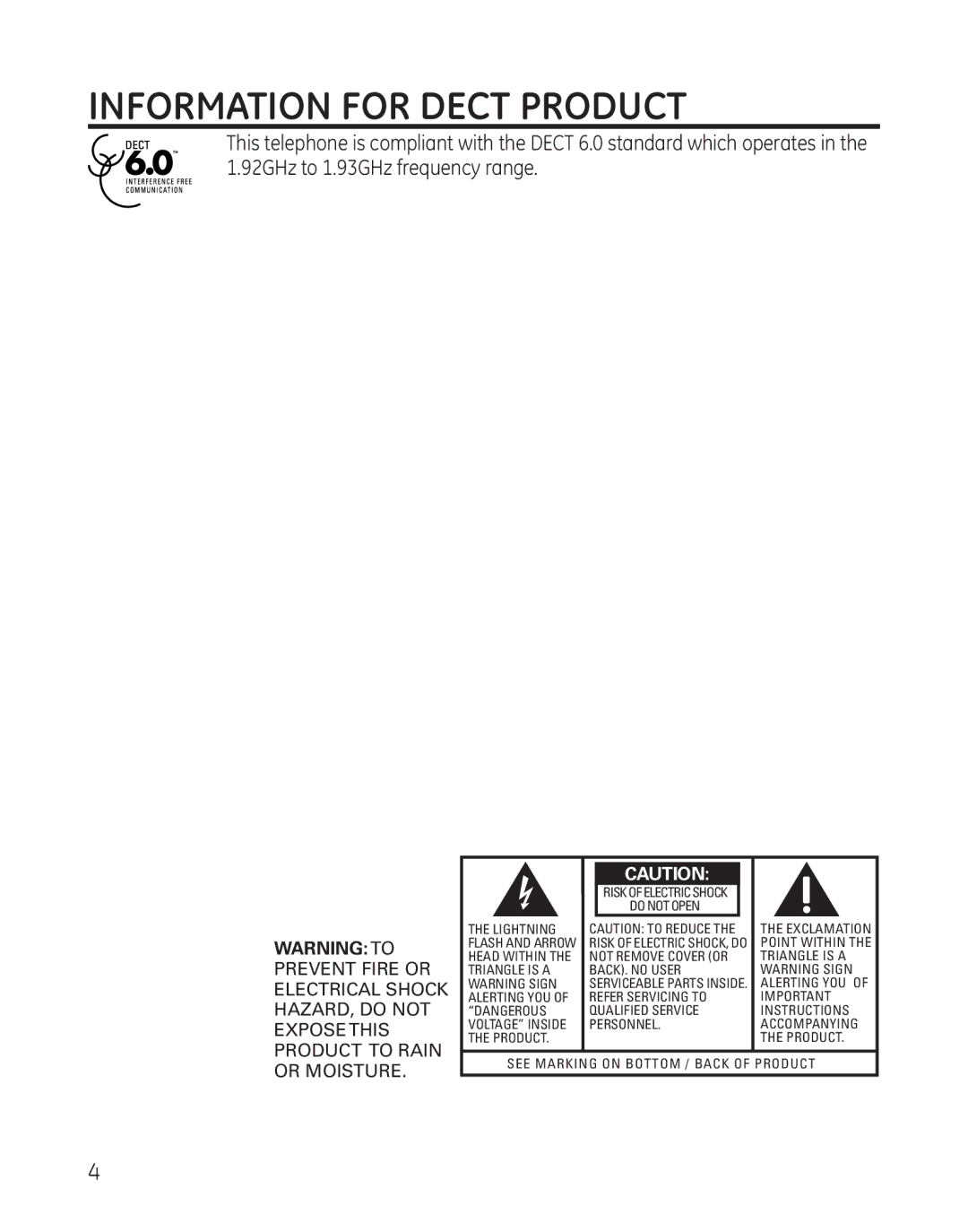 GE 28128 manual Information for Dect Product 