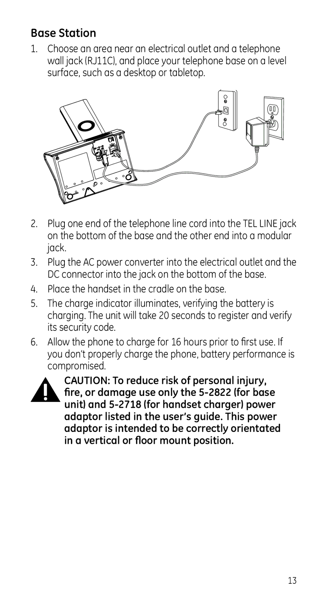 GE 28225 manual Base Station 