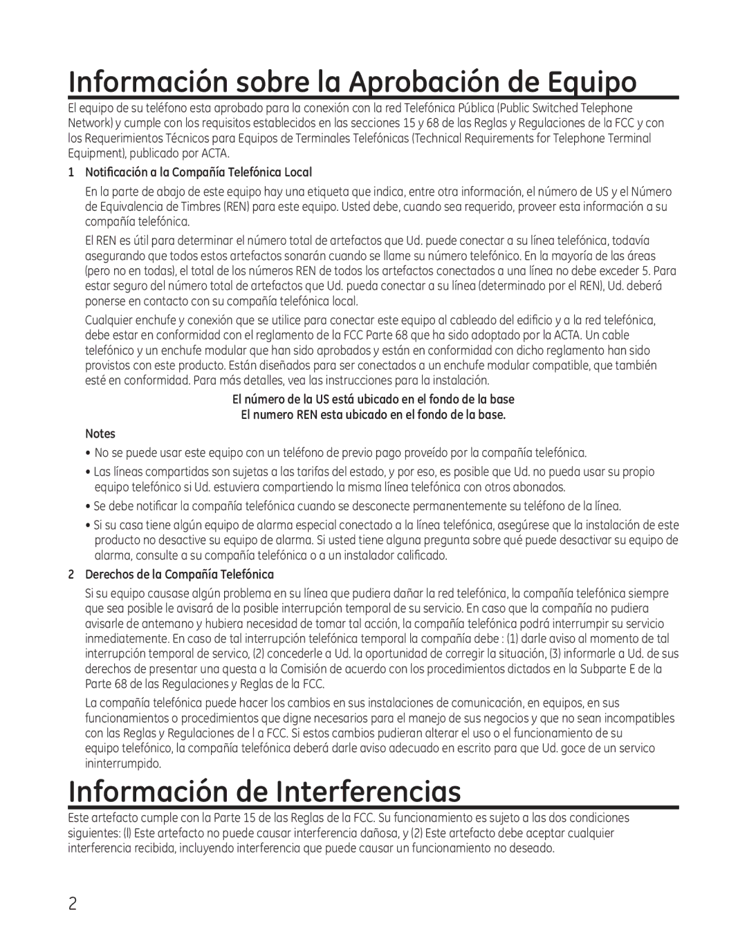 GE 28300 setup guide Información sobre la Aprobación de Equipo, Información de Interferencias 