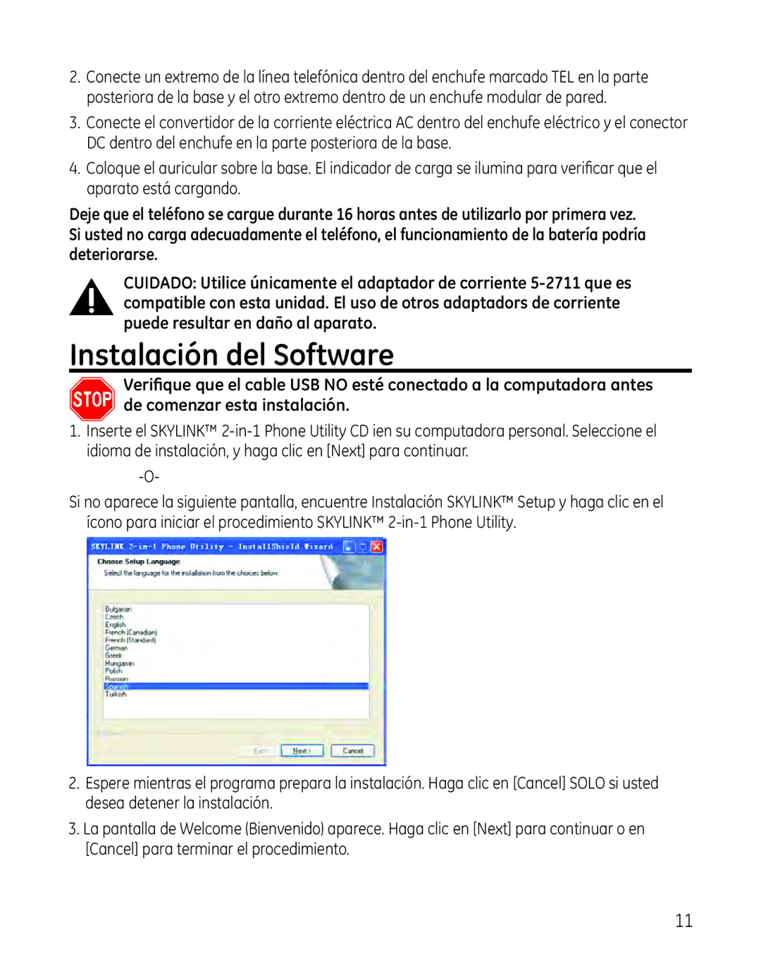 GE 28300 setup guide Instalación del Software 