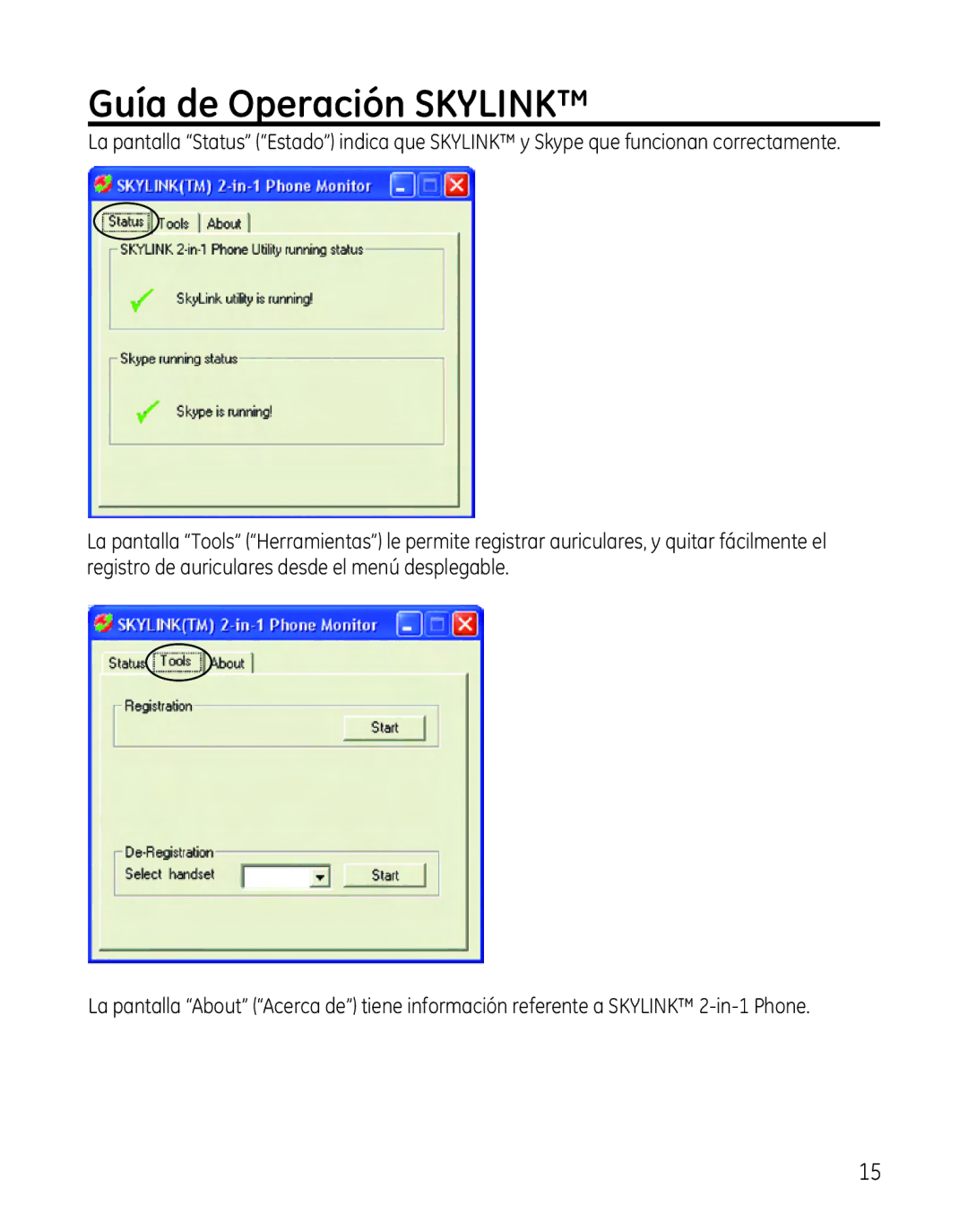 GE 28300 setup guide Guía de Operación Skylink 