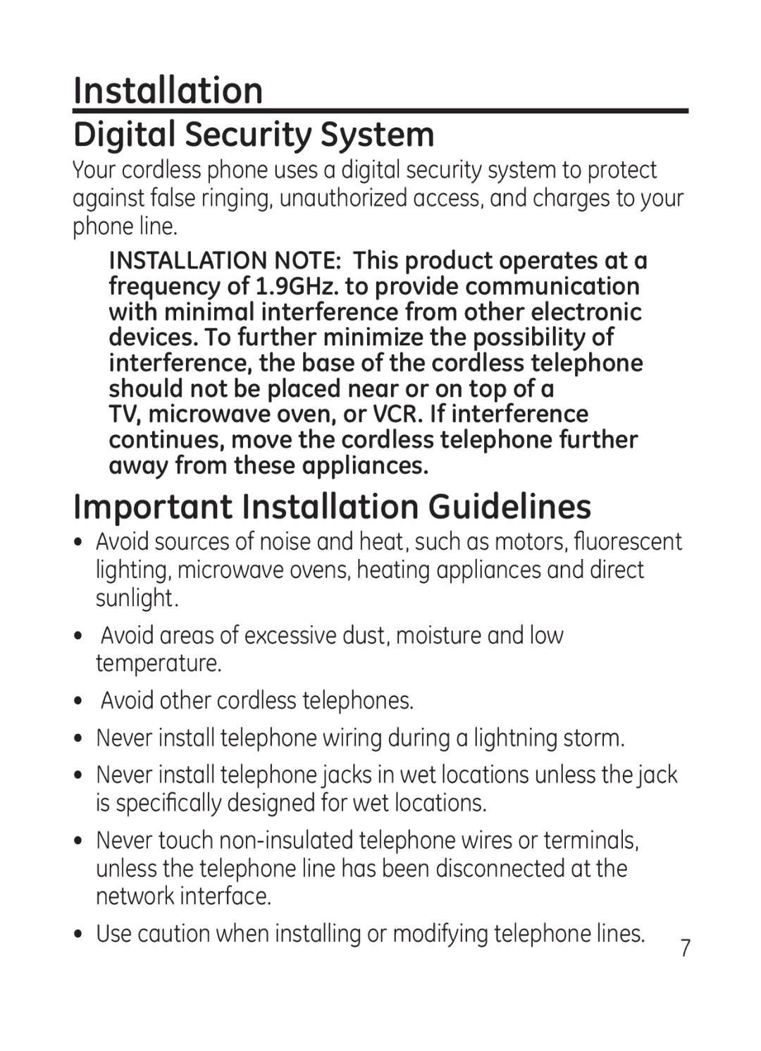 GE 28301 manual Digital Security System, Important Installation Guidelines 