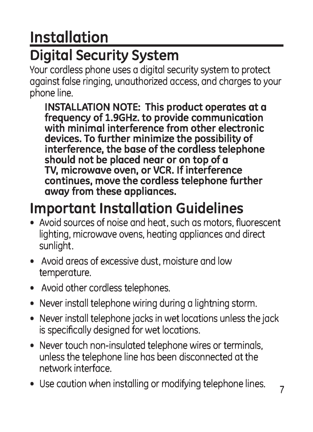 GE 28301 manual Digital Security System, Important Installation Guidelines 