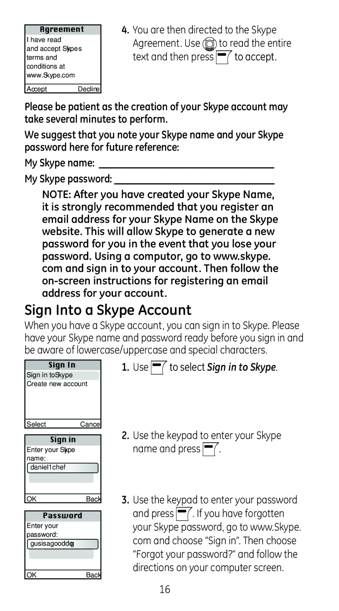 GE 28310 manual Sign Into a Skype Account, You are then directed to the Skype 